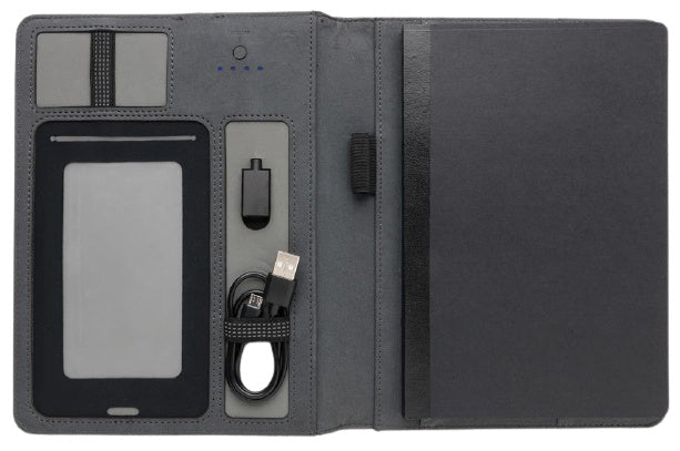 notitieboek met oplader 3000 mAh PU zwart