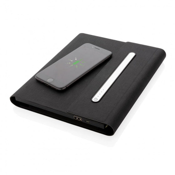 notitieboek met oplader A5 PU/papier zwart