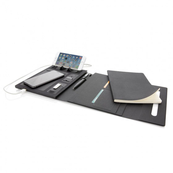 notitieboek met oplader A5 PU/papier zwart