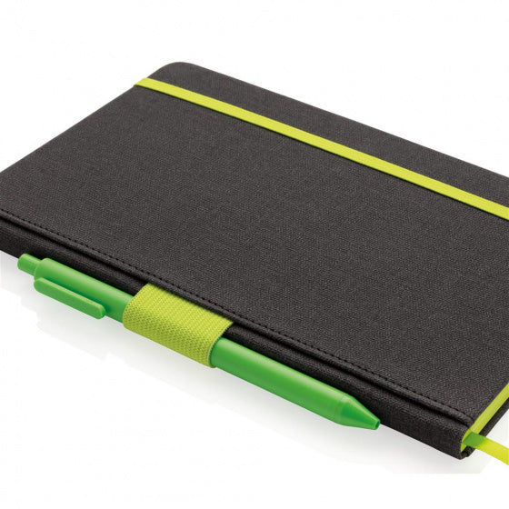 notitieboek met pennenhouder A5 PU/papier groen