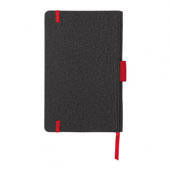 notitieboek met pennenhouder A5 PU/papier rood