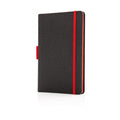 notitieboek met pennenhouder A5 PU/papier rood