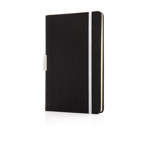 notitieboek met pennenhouder A5 PU/papier wit