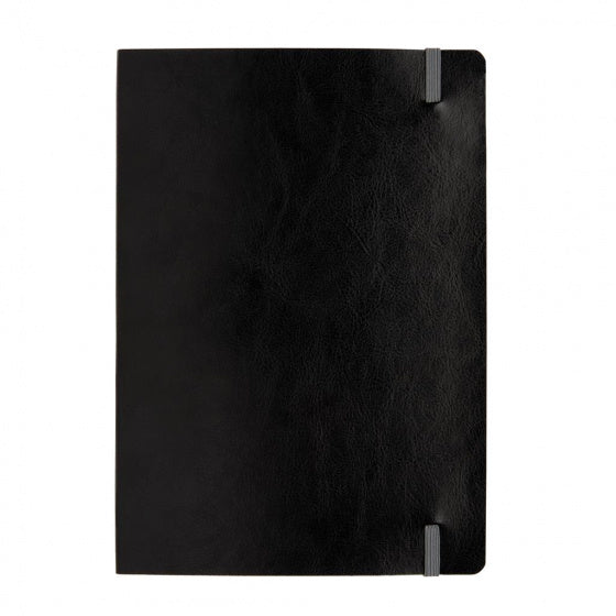notitieboek soft cover A5 PU/papier zwart/grijs