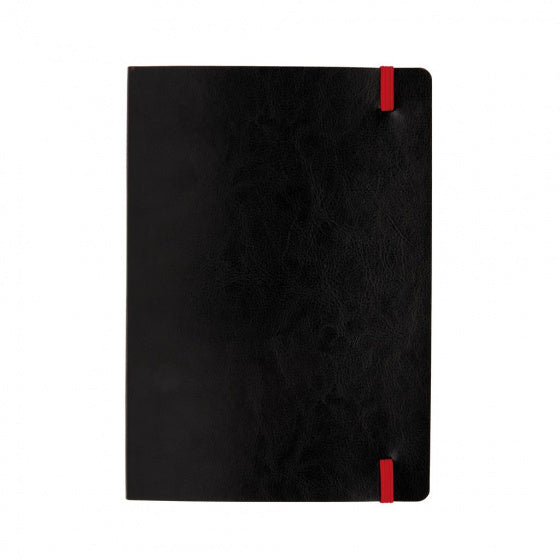 notitieboek soft cover A5 PU/papier zwart/rood