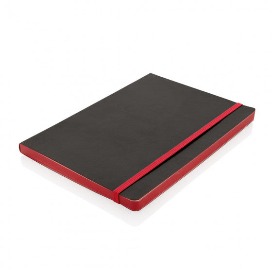 notitieboek soft cover A5 PU/papier zwart/rood