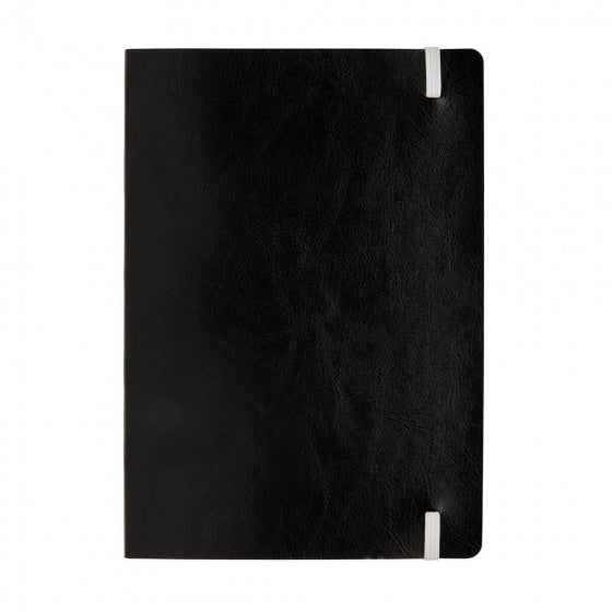notitieboek soft cover A5 PU/papier zwart/wit