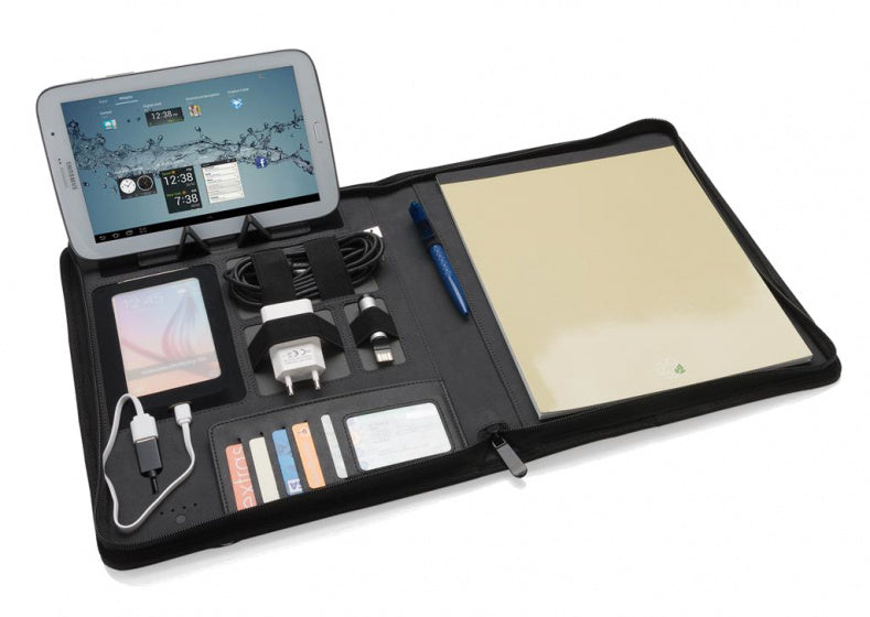 portfolio Tech powerbank 34 x 26,5 cm PU zwart