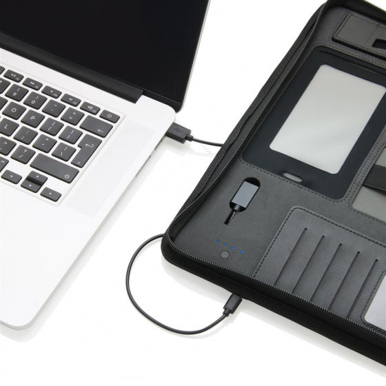 portfolio Tech powerbank 34 x 26,5 cm PU zwart
