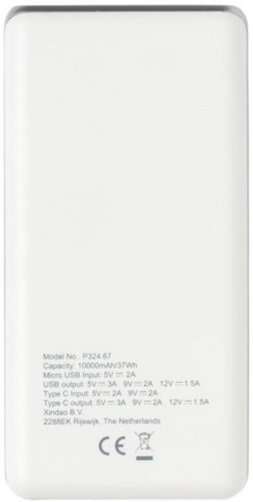 Xd collection Powerbank 10000 mAh 13,7 x 6,8 cm wit