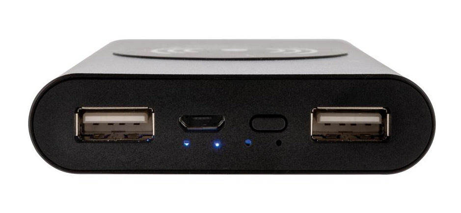 powerbank draadloos 10.000 mAh 12,5 cm alu zwart