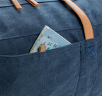 weekendtas 27 liter canvas/polyurethaan blauw/bruin
