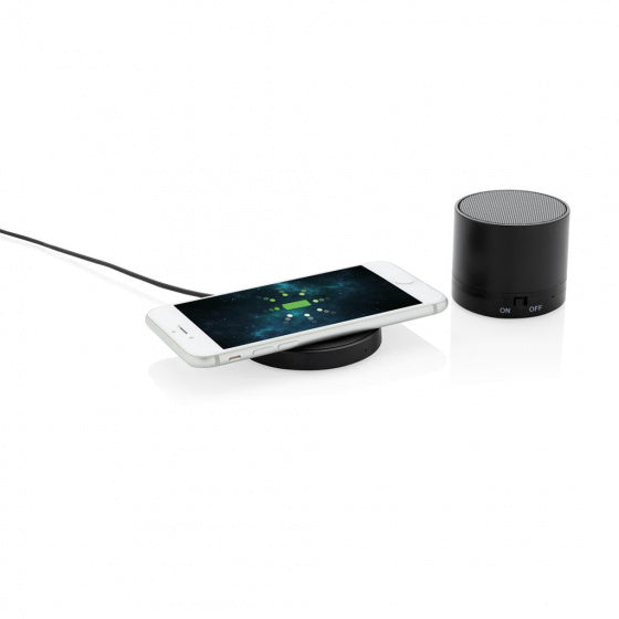 speaker/oplader bluetooth 7 cm ABS zwart 3-delig