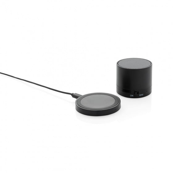 speaker/oplader bluetooth 7 cm ABS zwart 3-delig
