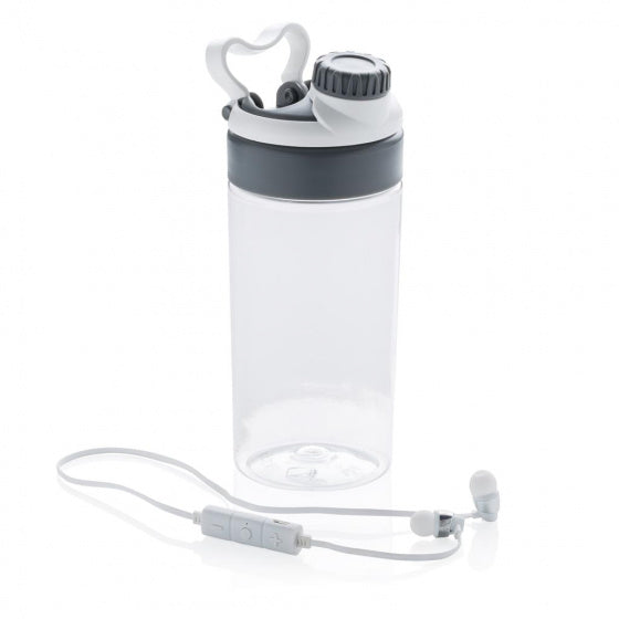 sportfles met bluetooth oortjes 500 ml ABS wit