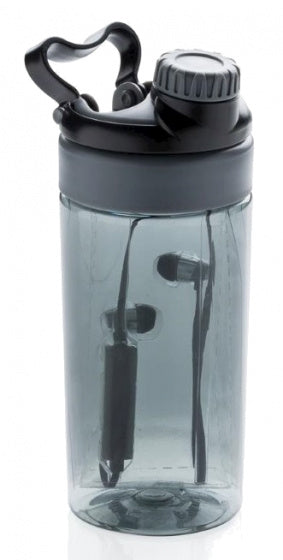 sportfles met bluetooth oortjes 500 ml antraciet