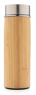 thermosfles 320 ml bamboe/RVS zilver/bruin
