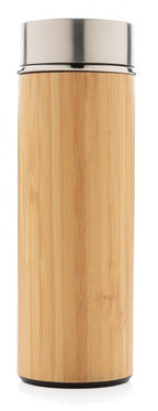 thermosfles 320 ml bamboe/RVS zilver/bruin