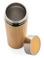 thermosfles 320 ml bamboe/RVS zilver/bruin
