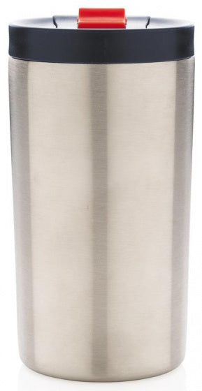 vacuüm beker met lock 300 ml RVS zilver/blauw