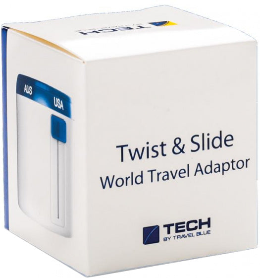 wereldstekker Travel Blue 6,5 x 5,8 cm wit