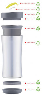 thermosbeker Boom 0,25l polypropyleen grijs/geel