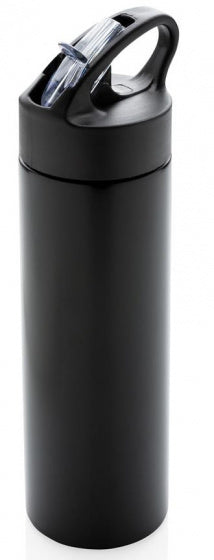 sportfles 0,5 liter 22,5 cm RVS/polypropyleen zwart