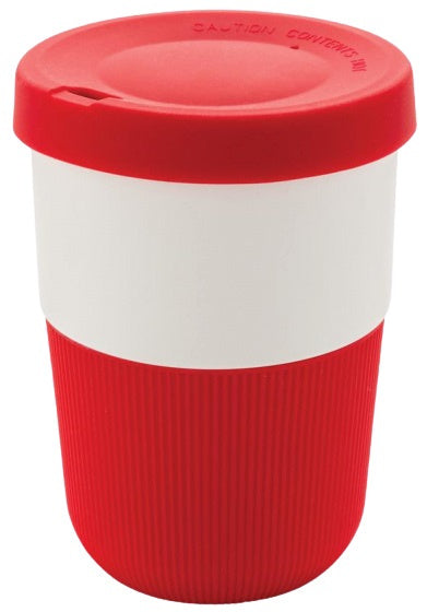 take-away beker 0,4 liter ABS/siliconen rood