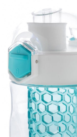 drinkfles met honinggraat 700 ml siliconen turquoise