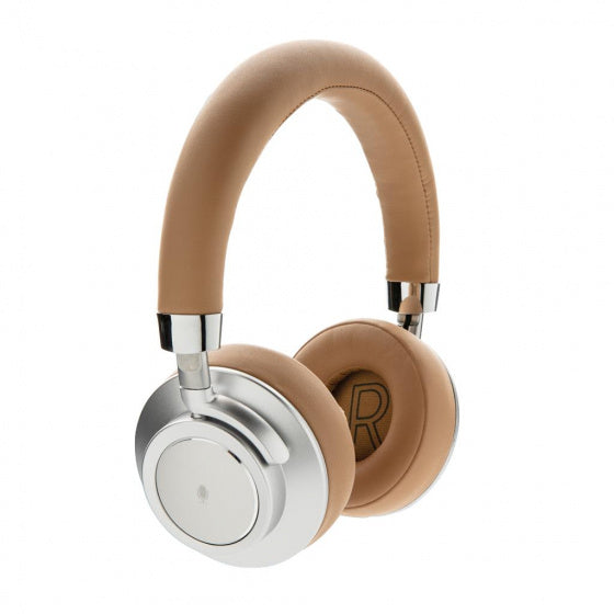 koptelefoon Aria bluetooth PU/alu bruin/wit 3-delig