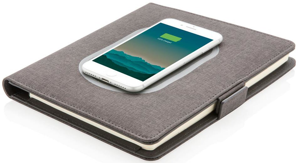 notitieboek met wireless oplader A5 papier grijs