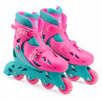 inline skates hardboot roze/turquoise maat 28-31