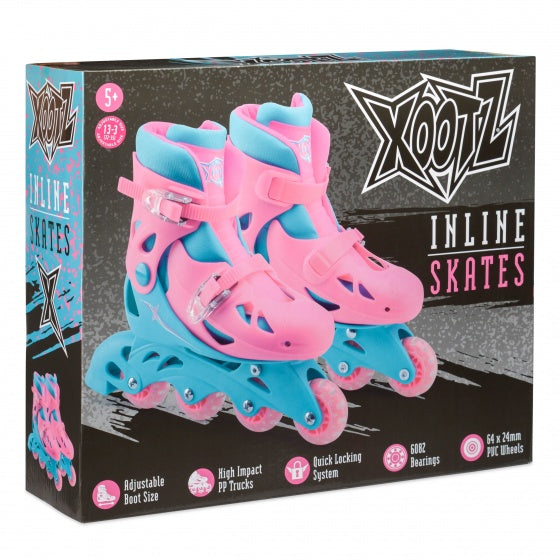 inline skates hardboot roze/turquoise maat 28-31