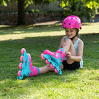 inline skates hardboot roze/turquoise maat 28-31
