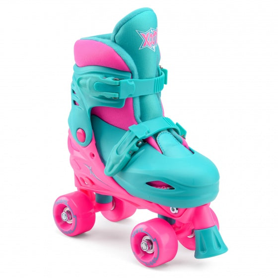 rolschaatsen Quad Skates meisjes turquoise/roze maat 32/35