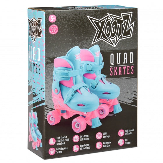rolschaatsen Quad Skates meisjes turquoise/roze maat 32/35