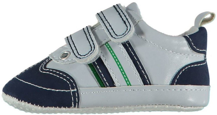 babyschoenen jongens kunstleer donkerblauw/wit mt 20/21
