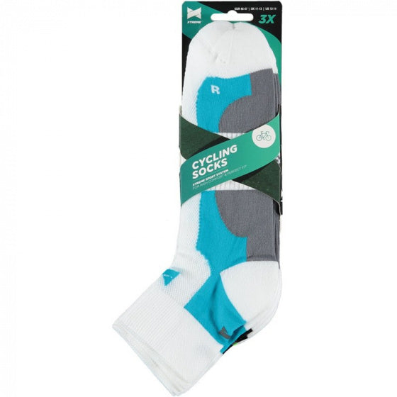 fietssokken laag katoen/polyamide wit 3 paar maat 39-42