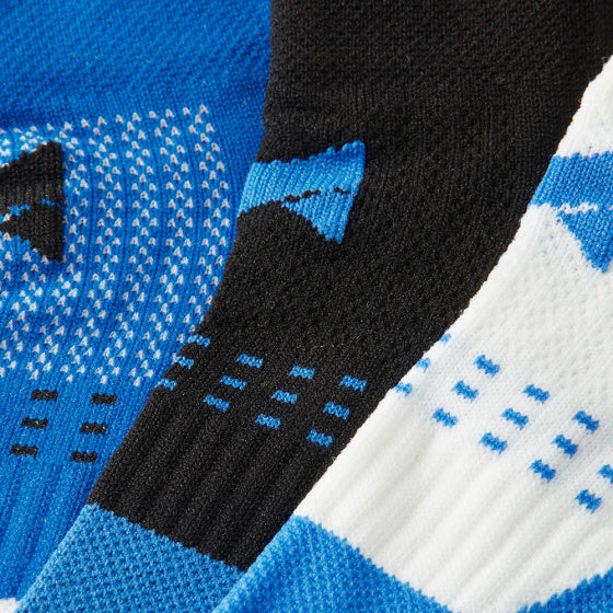 sneakersokken Fitness katoen blauw 3 paar maat 39-42
