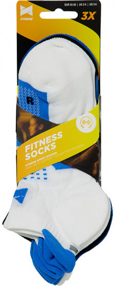sneakersokken Fitness katoen blauw 3 paar maat 39-42