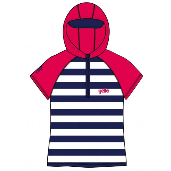 UV-werend zwemshirt stripes junior blauw/wit mt 3-4 jaar