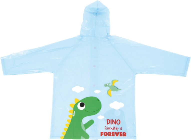 regenponcho Dino junior PVC lichtblauw maat 116/122