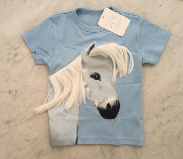 T-shirt korte mouw Pony Stella meisjes katoen blauw maat 134