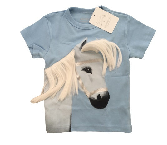 T-shirt korte mouw Pony Stella meisjes katoen blauw maat 98