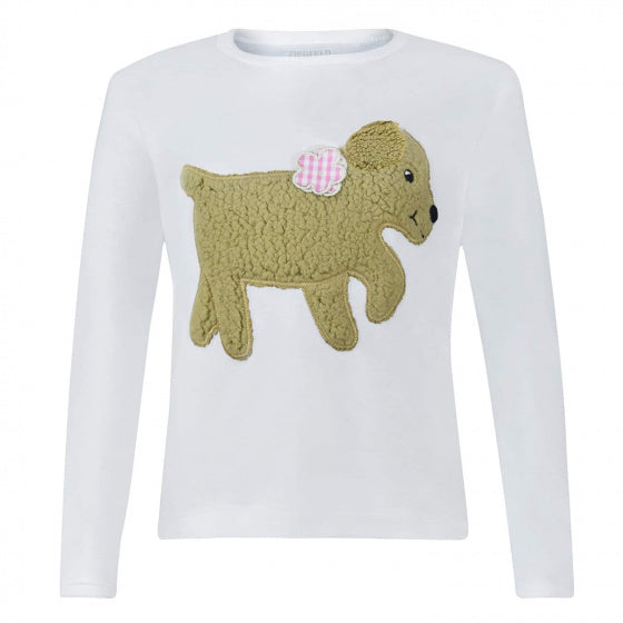 T-shirt lange mouw Hond Kitty meisjes katoen wit mt 104