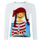 T-shirt lange mouw Piraat Paula meisjes katoen wit maat 86