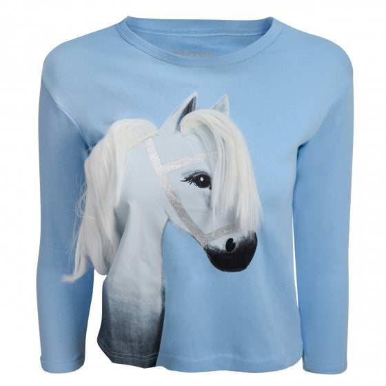T-shirt lange mouw Pony Stella meisjes katoen blauw maat 104